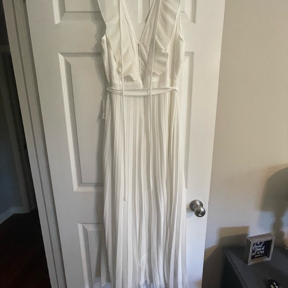 Lulu’s Loved By You White Pleated Chiffon Dress - Picture 2 of 4